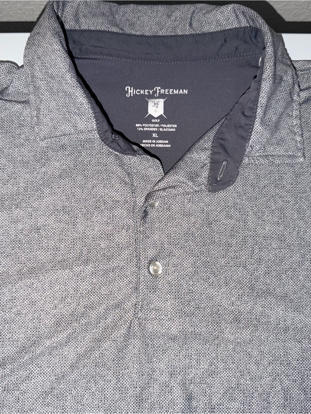 Hickey Freeman Golf Mens XL Gray Micro Pattern Performance Polo Shirt